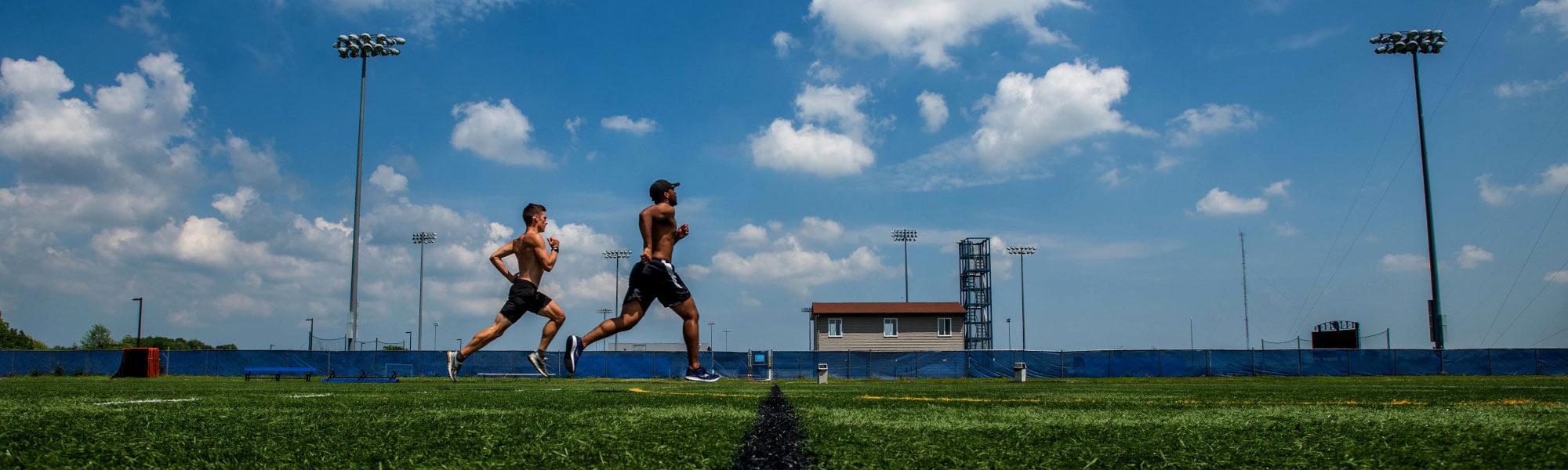 Working out on campus.